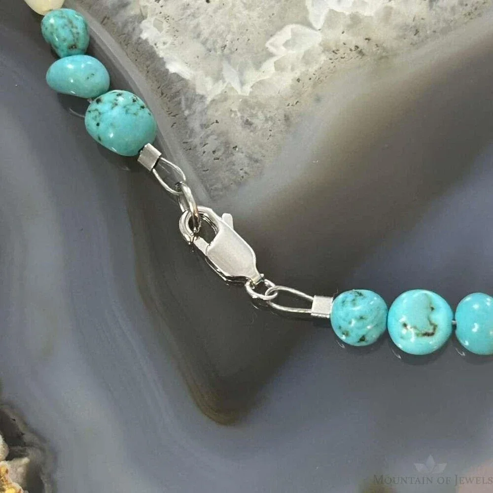 Sterling Silver 5-10mm Turquoise & 8mm MOP Beads 20